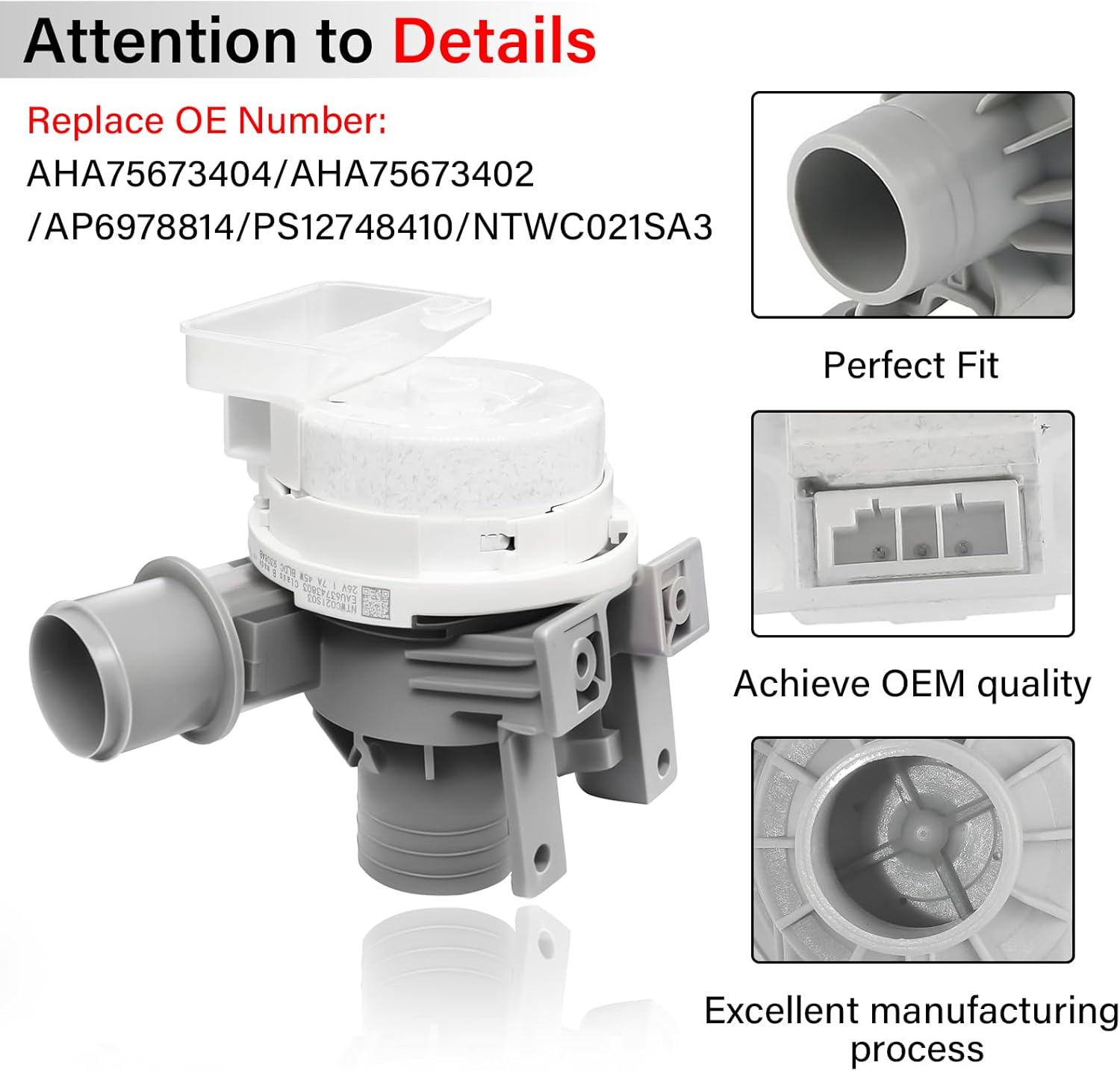 RVKXHD 2025 Upgraded AHA75673404 Washer Drain Pump Assembly Fit for LG Washing Machine Drain Pump WT7800CV WT7100CW WT7060CW WT7300CV WT7800CW WT7900HBA WT7150CW Replace AP6978814 PS12748410