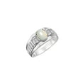 thumbnail image 4 of RYLOS Men's Rings Sterling Silver Rings Classic Designer Style 8X6MM Oval Gemstone & Diamond Ring Opal October Birthstone Rings For Men Size 10, 4 of 8