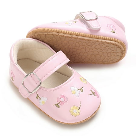 

Hirigin Baby Girls Mary Jane Flats Flower Embroidered Princess Dress Shoes
