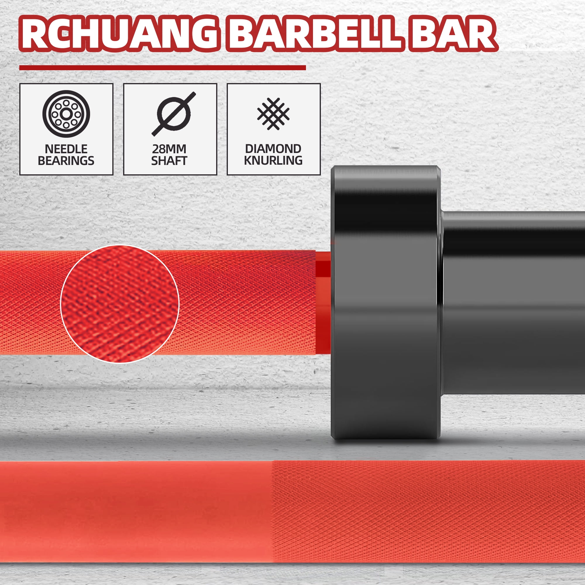 FlexWave Straight Olympic Barbell, Alloy Steel with Ceramic Coating, 2-Inch Diameter, 7FT, Available in Multiple Colors
