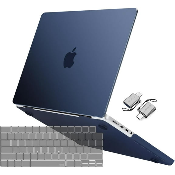 Mosiso Case for MacBook Pro 14 inch 2024-2021 M4 M3 M2 M1 A3112 A3185 A3401 A2918 A2992 A2779 A2442, Ultra-Thin Natural Original Color Plastic Hard Case&Keyboard Cover&Type C Adapter, Midnight Blue