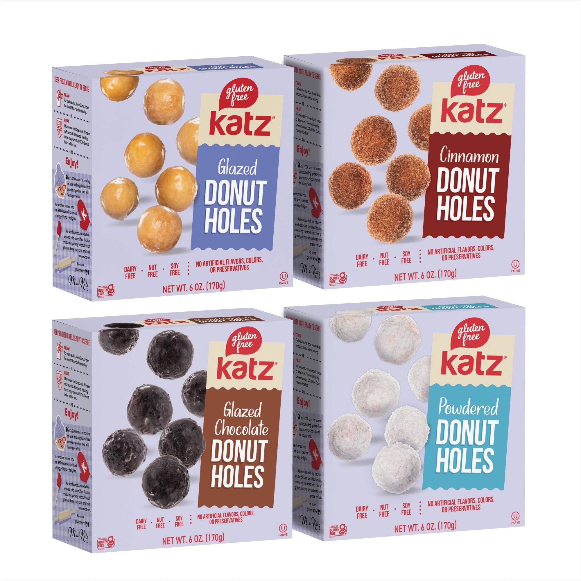 Katz Gluten Free Donut Holes - 1 | Gluten Free Dairy Free Nut Free Soy Free Kosher| 4 Pack