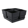 thumbnail image 3 of Raindrops 1 Set of Plastic Small Flowerpots Planter Box Succulent Bonsai Pot With Tray for Windowsill Garden (Black Tray and Pot), 3 of 8