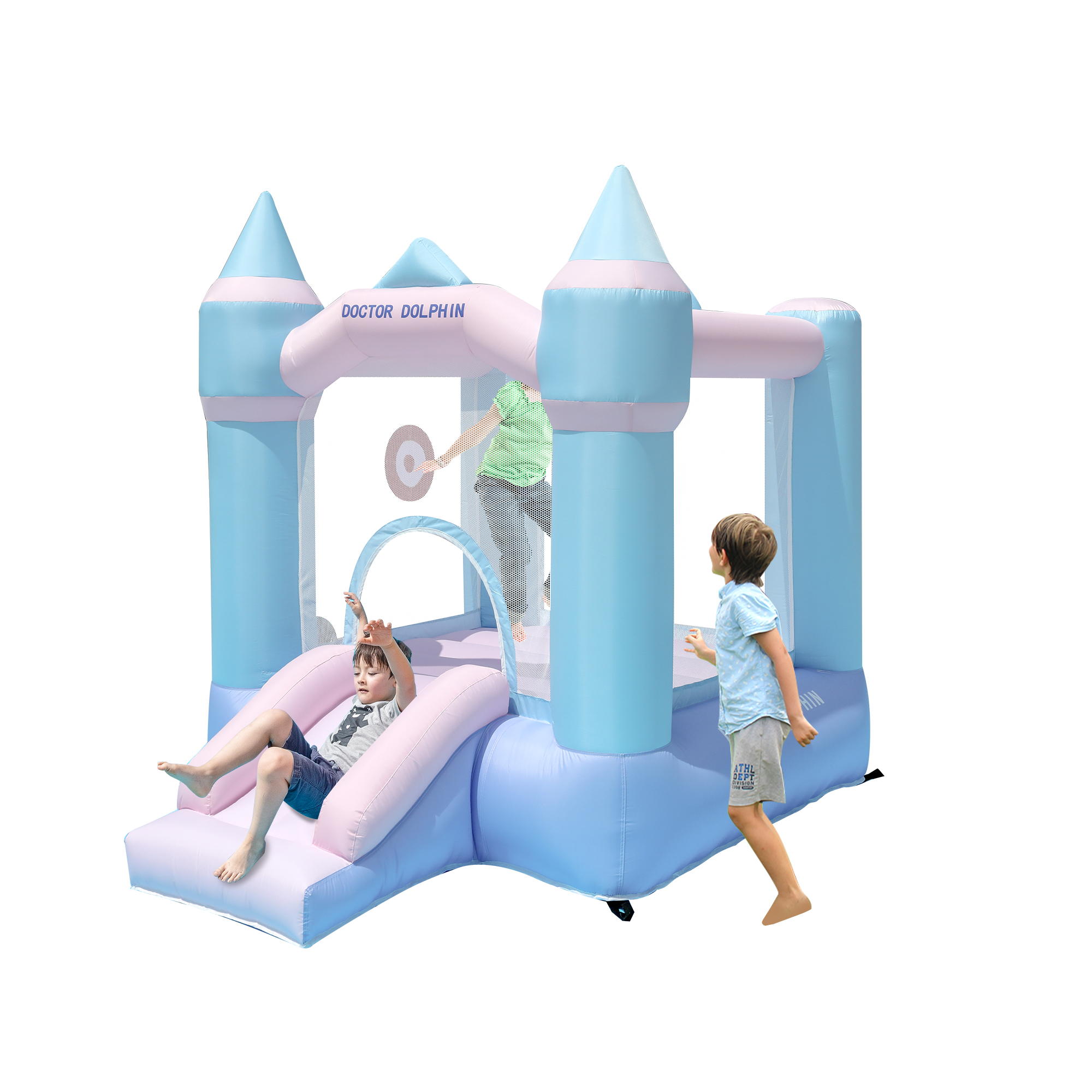 Doctor Dolphin Inflatable Bounce House with Slide for Toddler Bouncer
