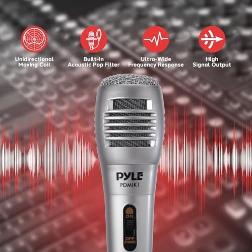 Pyle Professional Dynamic Microphone - 4-Pack Unidirectional Handheld Mic with Built-in Pop Filter, High Signal Output, 6.5 ft. XLR Audio Cable, Ideal for Stage, Karaoke & Studio Performances