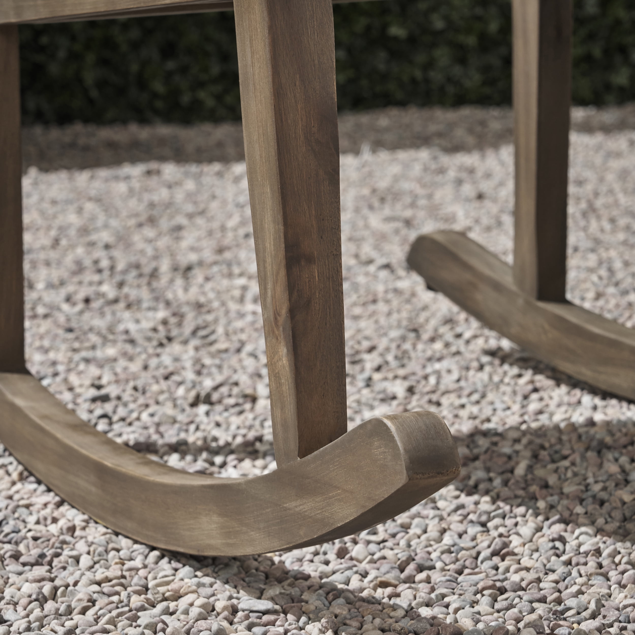 Maddox Outoor Acacia Wood Rustic Rocking Chair With Cushions Set Of 2 Gray And Dark Gray Walmart Com Walmart Com