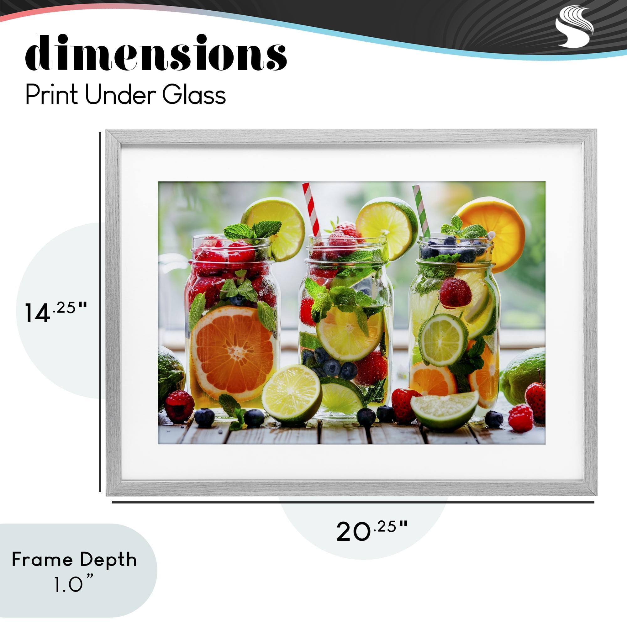 Stupell Industries Vibrant Citrus & Berry Infusion Gray Framed Print Under Glass, design by Lazar Studio