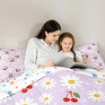 thumbnail image 5 of Manfei Kawaii Daisy Floral Queen Comforter Set,Cute Cartoon Cherry Bedding Sets,Red Cherry Bedding Comforter Set For Girl,Breathable Home Decor Reversible,3-Piece, 5 of 8