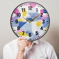 thumbnail image 6 of Yayeee Wall Clock Battery Operated 11.9" Silent Quartz Non-Ticking for Living Room Decor, Retro Simple Shapes, 6 of 8
