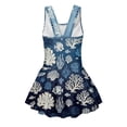thumbnail image 2 of COEQINE Girls Tank Neck One Piece Swimsuit with Skirt & Liner, Sleeveless Wide Straps V-Back Summer Swim Dress for Swim Lessons & Water Play, Ages 3-4, Vintage Coral Fish Blue, 2 of 8