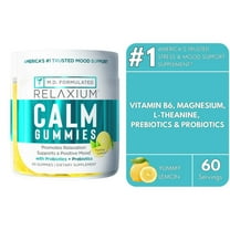 Relaxium Calm Gummies - Calm, Gut Health   Immune Support, Developed in the USA, with Vitamin B6, Magnesium, L-Theanine   Prebiotic & Probiotic Blend, Lemon Flavor, 60 Gummies