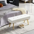 thumbnail image 2 of NORDICANA Modern Entryway Bench Teddy Velvet Upholstered End of Bed Bench Tufted Ottoman Bench Dining Bench with Thick Cushion Seated for Living Room, Bedroom, 2 of 7