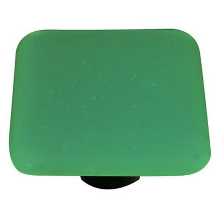 Jade Pot - Hot Knobs HK9053-KA Opaline Jade Green Square Glass Cabinet Knob - Aluminum Post