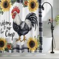 thumbnail image 2 of White Black Rooster Sunflower Fabric Shower Curtain Retro Floral Washable Shower Curtains for Bathroom, Waterproof Bath Curtain with Hooks Home Decor 72x72in, 2 of 8