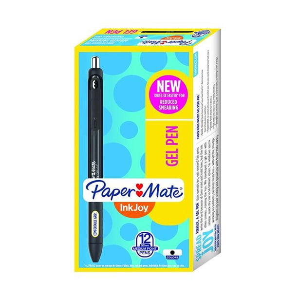 Papermate 1951719 0.7 mm Inkjoy Retractable Gel Pen, Black Ink Pack