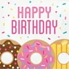 Donut Time Happy Birthday Luncheon Napkin 6 1/2" x 6 1/2" Folded Size, Pack of 16, 12 Packs
