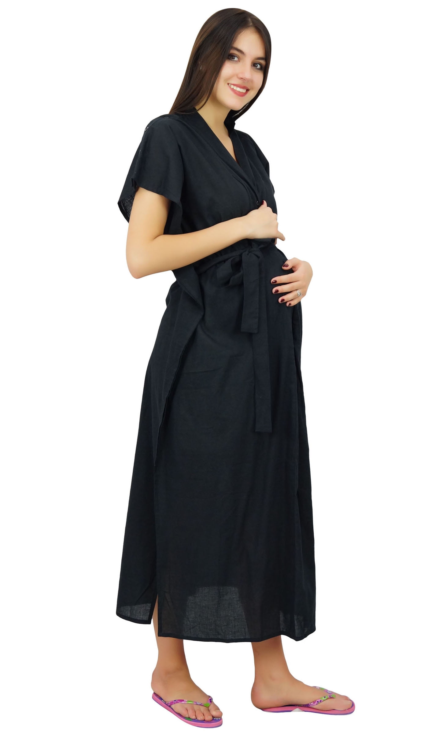 Bimba Maternity Robe Nursing Coverup with Side Shoulder Buttons