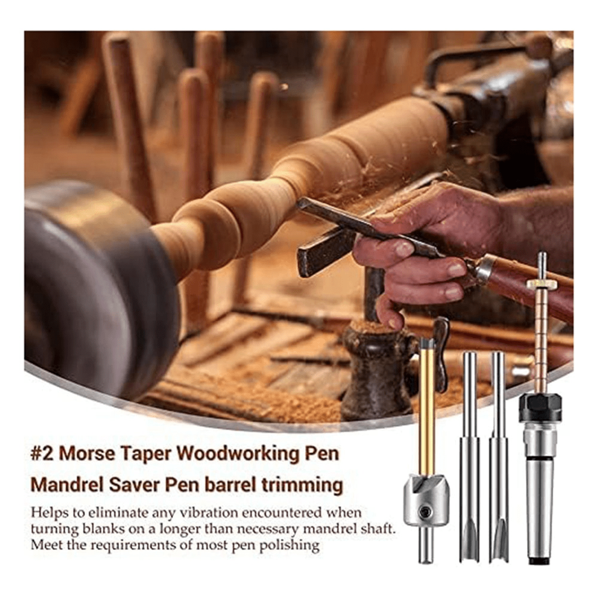 Pen Making Kit – Wood Turning Mandrel & Barrel Trimmer Set, 7-10mm Pilot Shafts, For Lathe Pen Crafting (Style B)