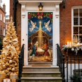 thumbnail image 3 of Nativity Scene Theme Christmas Door Cover 71x35 In, Privacy Door Window Curtains Holiday Door Banners for Front Door, Hanging Porch Banner Sign Photo Background for Indoor Outdoor Party Decoration, 3 of 5