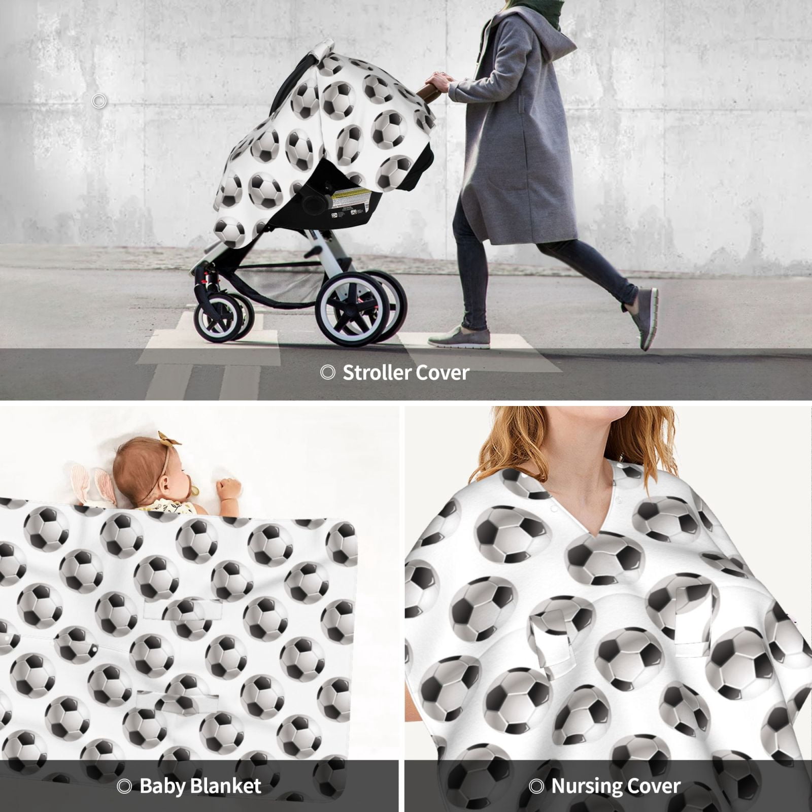 Car Seat Cover Baby - football soccer ball cute Breathable Infant Car Seat Cover for Baby Carseat, Lightweight Comfort Baby Essentials Must Haves Newborn Stuff for Girl Boy