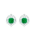 thumbnail image 2 of Rosec Jewels Nature Inspired Petal Stud Earrings for Women, Emerald and Diamond Stud Earrings, 18K White Gold, 2 of 8