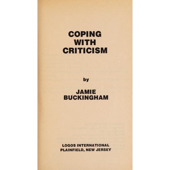 Pre-Owned Coping With Criticism (Paperback) 0882705024 9780882705026