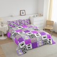 thumbnail image 2 of Black White Milk Cow Print Bedding,Rustic Farmhouse Animal Skin Comforter Set Daisy Floral Down Comforter,Light Purple Checked Plaid Patchwork Grid Quilt Twin,Beehive Heart Cute Room Decor, 2 of 5