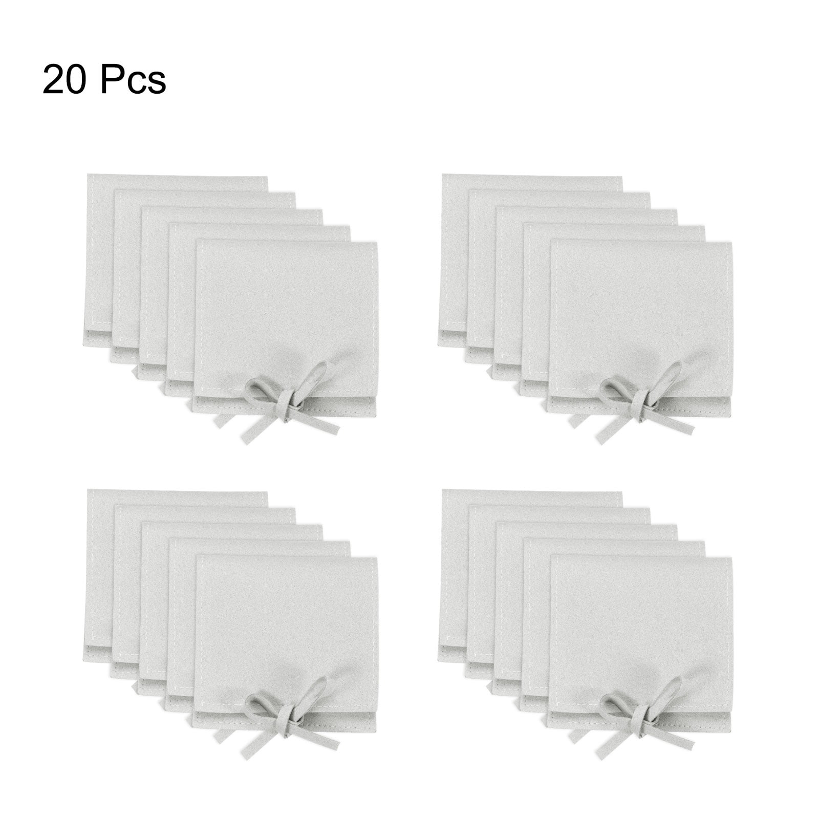 Unique Bargains Microfiber Mini Jewelry Pouch Packaging Bag with Tie for Gift 20 Pcs Gray