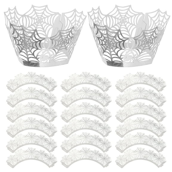 TABLZONE 25Pcs Hollow-Out Cake Cup White Disposable Paper Wrappers for Baking Decoration