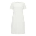 thumbnail image 6 of Zpanxa Summer Dresses for Women Summer Fashion Solid Color Round Neck Short Sleeve Cotton Linen Dress White M, 6 of 8