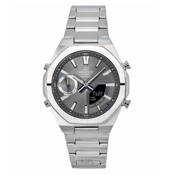 Casio Edifice Analog Digital Smartphone Link Stainless Steel Grey Dial Quartz ECB-S10D-8A 100M Mens Watch