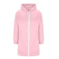 thumbnail image 7 of FRSASU Women's Zip up Hoodies Oversized Long Tunic Sweatshirts Casual Long Sleeve Spring Hoodie Jacket Coat with Pockets Pink, 7 of 7