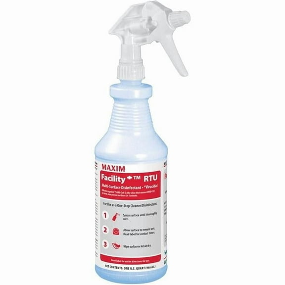 Midlab MLB04640012 32 fl oz Colorless Ready-To-Use Liquid Facility Multi-Surface Disinfectant Cleaner - Pack of 12