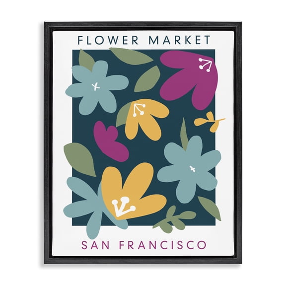 Stupell Industries Bohemian Whimsical Flower Market Black Floating Frame Canvas Art, 17 x 21, by Anna Quach