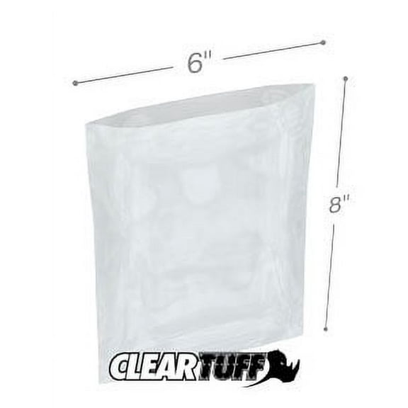 ClearTuff - 6" x 8" 2 Mil Flat Poly Bags - 1000/Case