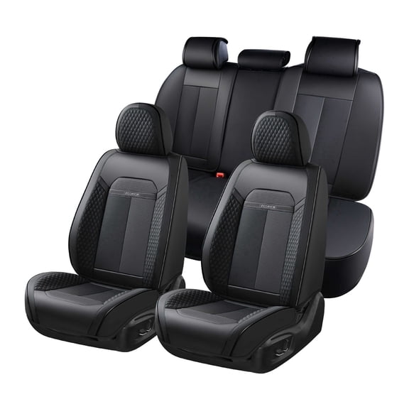 FLORICH Car Seat Covers, 5 Seats Breathable&Waterproof Faux Leather Seat Protectors, Automotive Interior Accessories Universal Fit Most Cars, Black