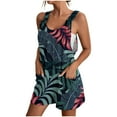 thumbnail image 2 of Sakmal Scoop Neck Rompers for Women 2025 Sleeveless Red Tropical Vacation Outfits Short Jumpsuits Floral Rompers, 2 of 5