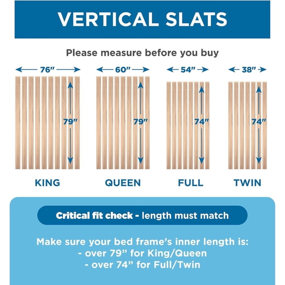 SlatSure King Size Bunkie Board – Heavy Duty Vertical Bed Slats & Foldable Wooden Support Board for Sagging Mattress or Platform Bed Frame, Box Spring Alternative and Replacement