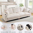 thumbnail image 2 of Bonzy Home 100 inch Modern Corduroy 3-Seater Sofa, Oversized Comfy Couch with USB Charging Port, Hidden Storage, Overstuffed Backrest & Throw Pillows, White, 2 of 6