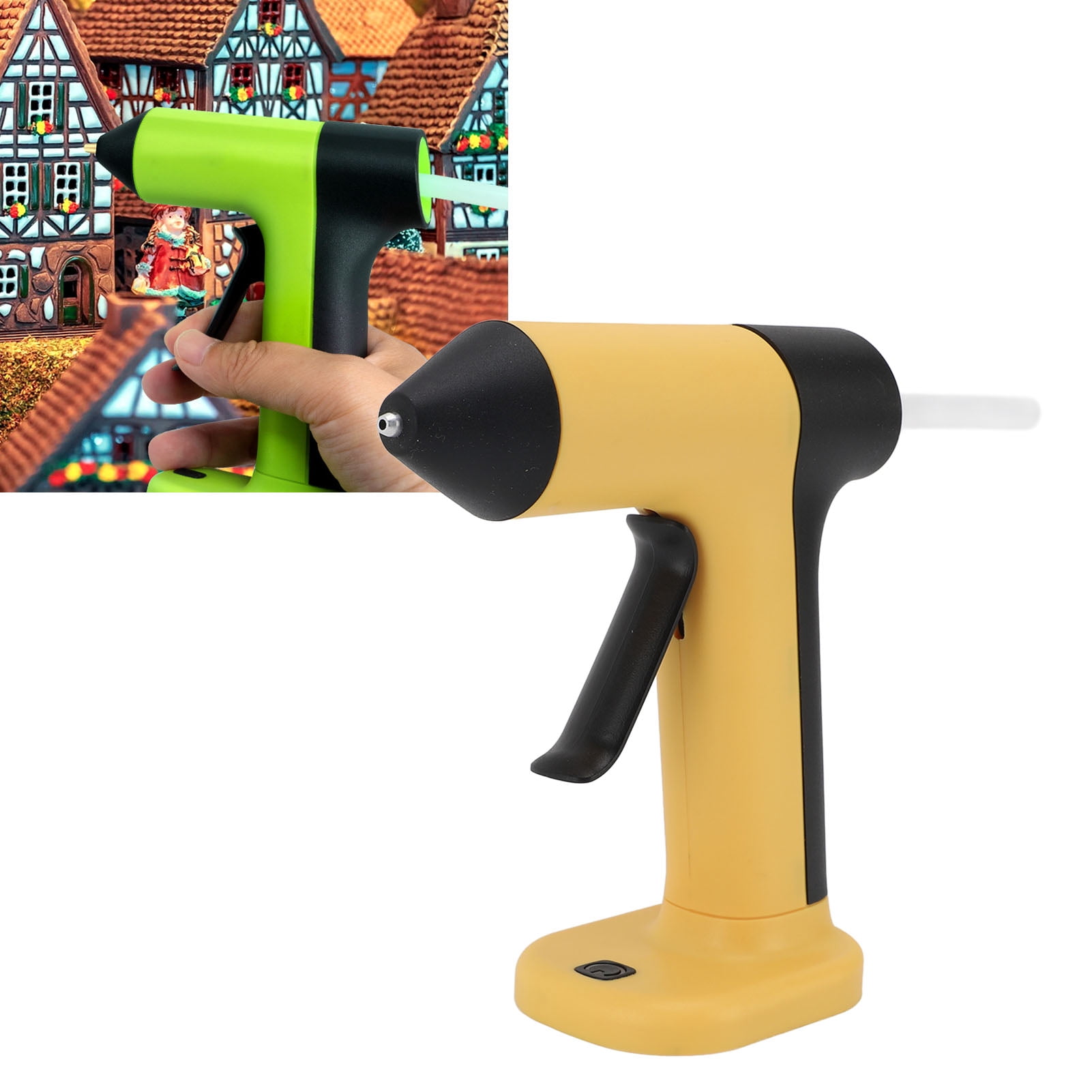Suodoka Cordless Hot Glue Machine Anti Drip USB Rechargeable Hot Melt Glue Tool Kit with 30pcs Glue Sticks Auto Shut Off for DIY Arts Crafts Yellow 6.3 inches / 16 cm Length