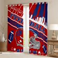 thumbnail image 2 of Feelyou Teal Football Helmet Blackout Curtains Set of 2 (52x84 Each) for Boy, Red Blue Rugby Soccer Window Curtains, Cartoon Stars Print Curtains and Drapes, Living Room Curtains Decor, 2 of 6