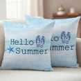 thumbnail image 4 of 2 Pack Outdoor Waterproof Throw Pillow Covers,Hello Summer Starfish Flip Flops Decorative Square Patio Pillowcases for Chair Couch Sofa 16x16in, 4 of 9