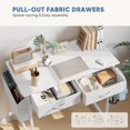 thumbnail image 4 of Atilioo 31" Small Computer Desk with 2 Fabric Drawers & Headphone Hook, PC Writing Study Table with Sturdy Metal Frame, Easy Assembly for Home Office, White, 4 of 7