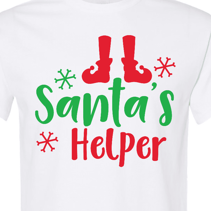 Inktastic Santa's Helper, Elf Shoes, Snowflakes, Christmas T-Shirt
