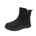 thumbnail image 1 of Womens Snow Boots Zipper Up Plush Fleece Line Suede Upper Thick Bottom Solid Color Non Slip Winter Ankle Boots Round Toe Flat Soled Short Tube Plus Velvet Thickened Warm Boots Black, 1 of 7