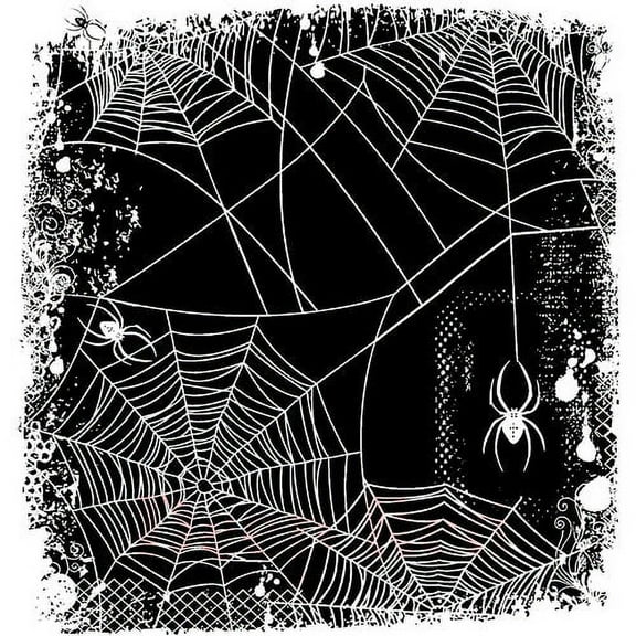 Deep Red Stamps Spider Web Background Rubber Stamp Multi-Colored