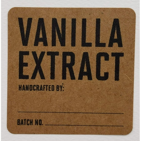 Vanilla Extract Labels on Kraft Paper (Handcrafted) - Package of 12.