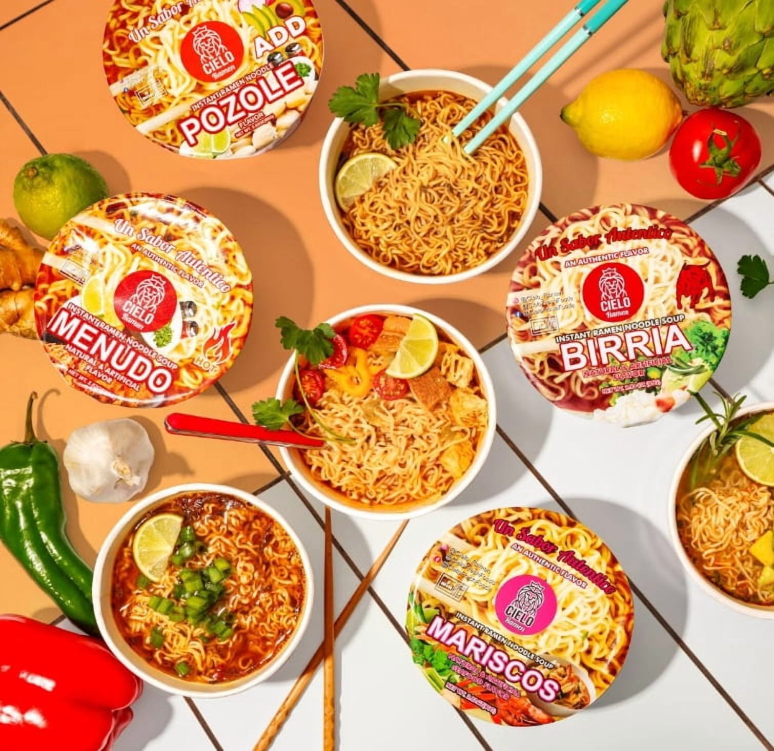Birria Instant Ramen Noodle Soup - 6-Pack of 2.82oz Spicy Ramen Bowls