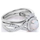 thumbnail image 4 of JeenMata Anillo de Bodas de 1,15 Quilates con Ópalo de Fuego Azul Redondo Vintage y Moissanita Engastado en Oro Blanco de 18 K sobre Plata, 4 of 5