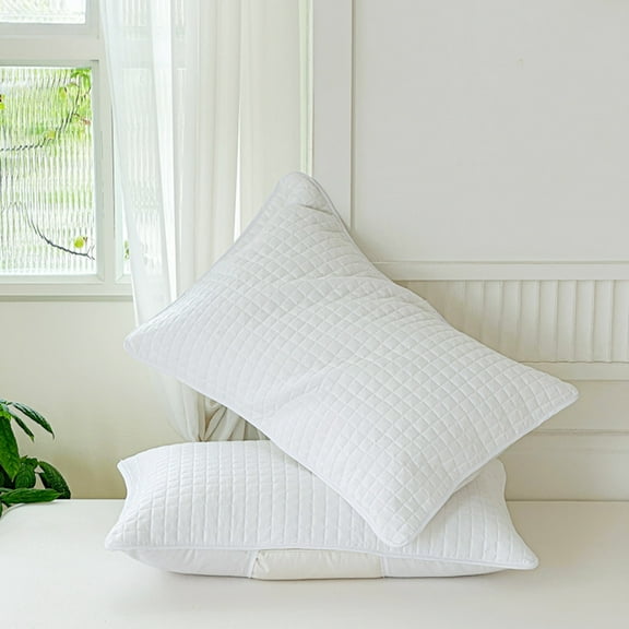 Quilted Pillowcase (Set of 2) - Half-Enclosed - White